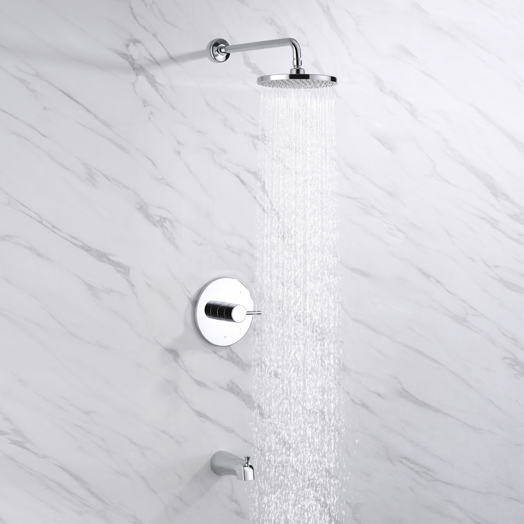 Chrome Rainfall Pressure-Balanced Tub and Shower Faucet Set