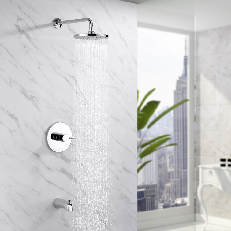 Chrome Rainfall Pressure-Balanced Tub and Shower Faucet Set