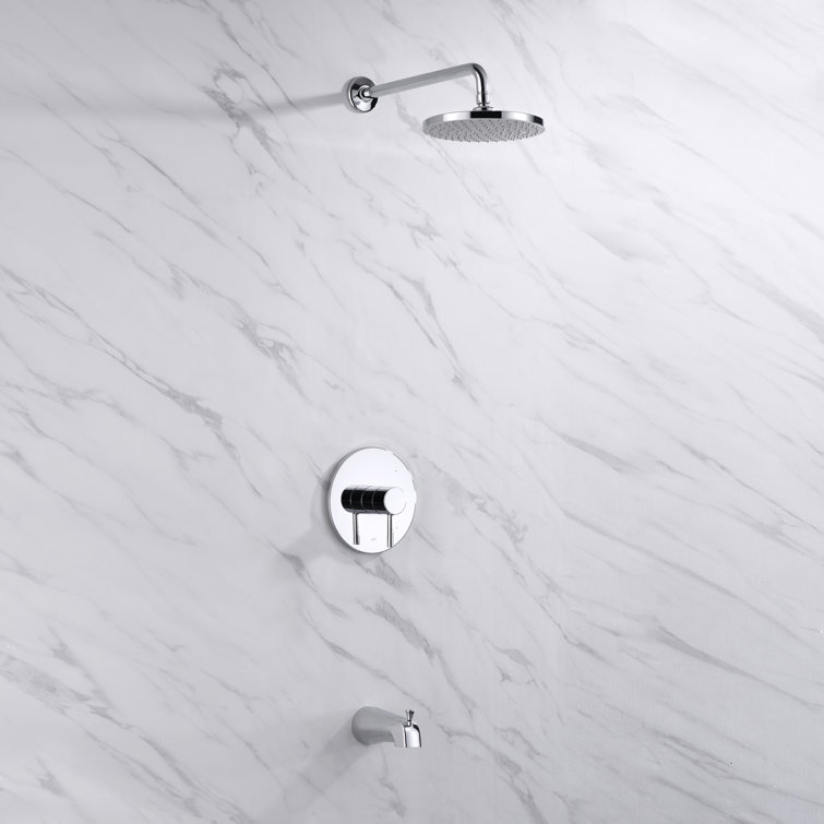 Chrome Rainfall Pressure-Balanced Tub and Shower Faucet Set