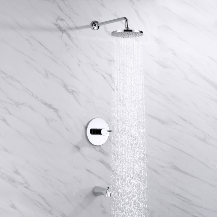 Chrome Rainfall Pressure-Balanced Tub and Shower Faucet Set