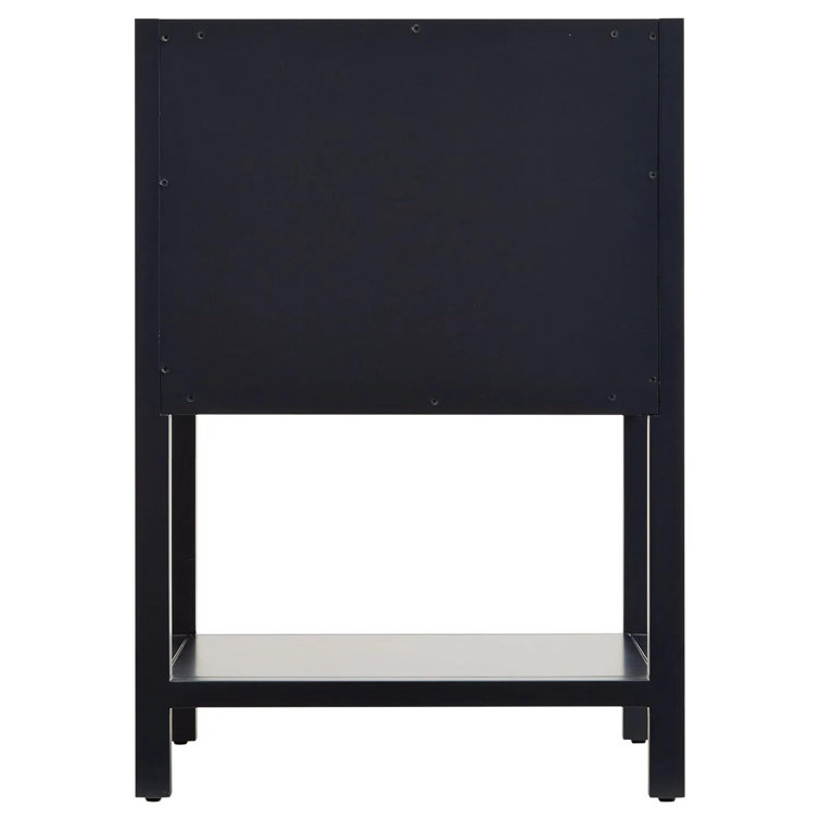 Midnight Navy Blue Mahogany Single Bathroom Vanity with Brass Pulls