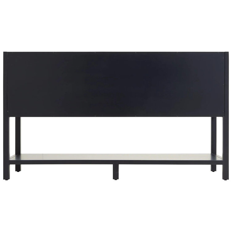 60" Midnight Navy Blue Mahogany Double Bathroom Vanity with Brass Pulls