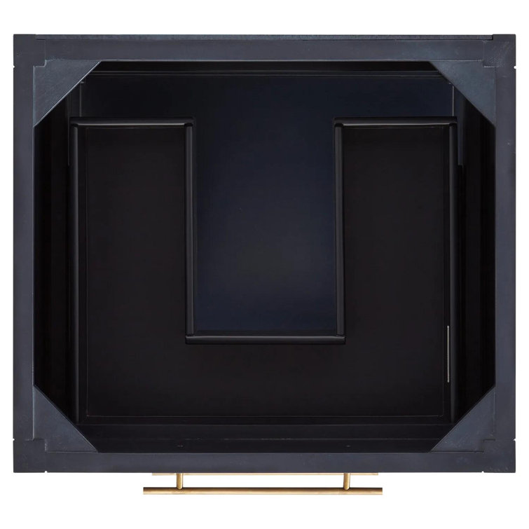 Midnight Navy Blue Mahogany Single Bathroom Vanity with Brass Pulls