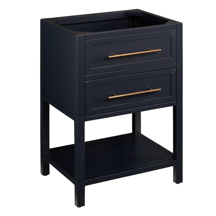 24" Midnight Navy Blue Single Bathroom Vanity with Brass Handles