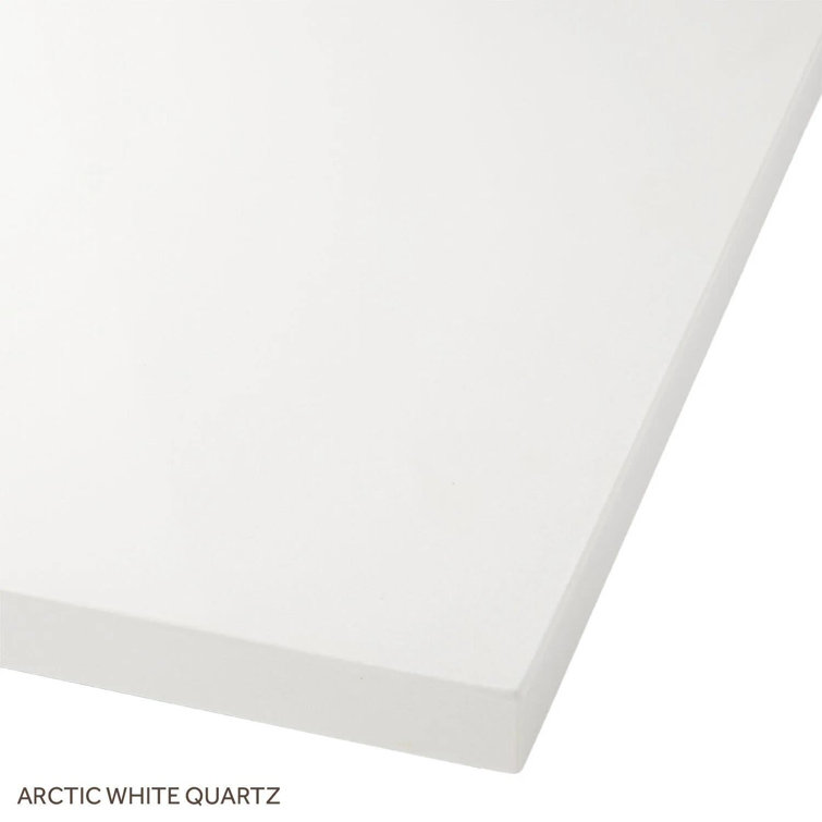 60" White Mahogany Double Bathroom Vanity with Arctic White Quartz Top