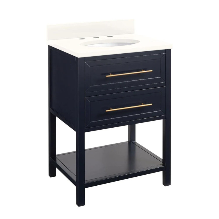 24" Black Single Bathroom Vanity with Exposed Shelf