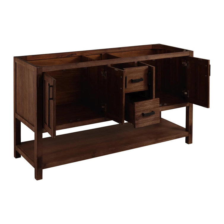 Morris 60" Dark Brown Wood Double Bathroom Vanity