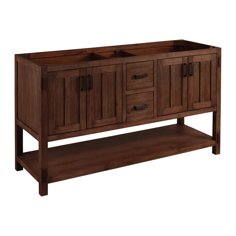 Morris 60" Dark Brown Wood Double Bathroom Vanity