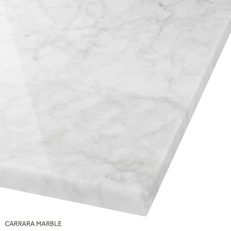 60" Walnut Double Bathroom Vanity with Carrara Marble Top