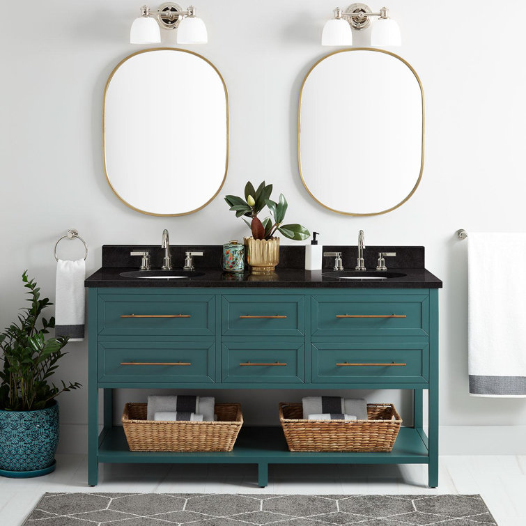 60" White Mahogany Double Bathroom Vanity with Arctic White Quartz Top