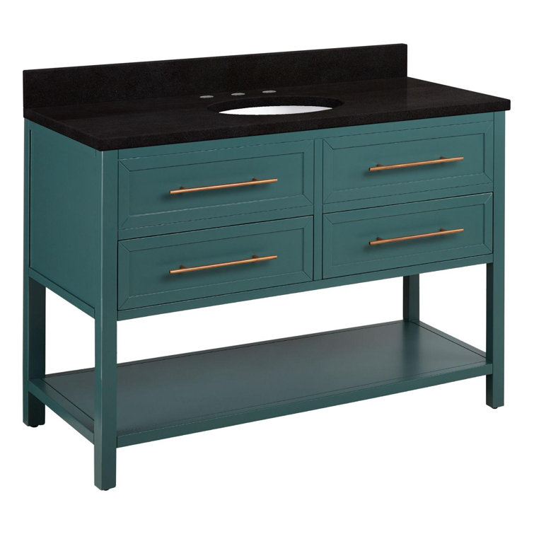 48" Black Mahogany Single Bathroom Vanity Set with Quartz Top