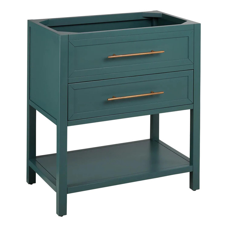 White Mahogany Single Basin Vanity with Brass Hardware