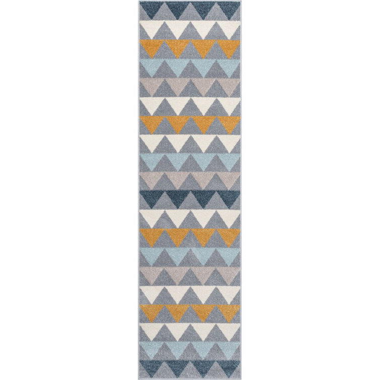 Nova Mystic Gray Geometric 2'7" x 9'10" Synthetic Runner Rug