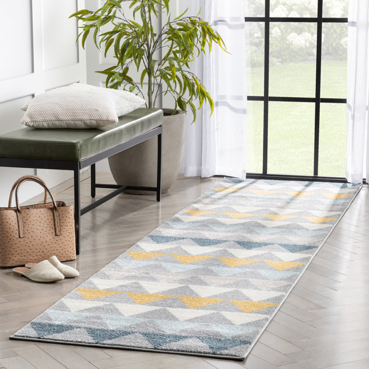 Nova Mystic Gray Geometric 2'7" x 9'10" Synthetic Runner Rug