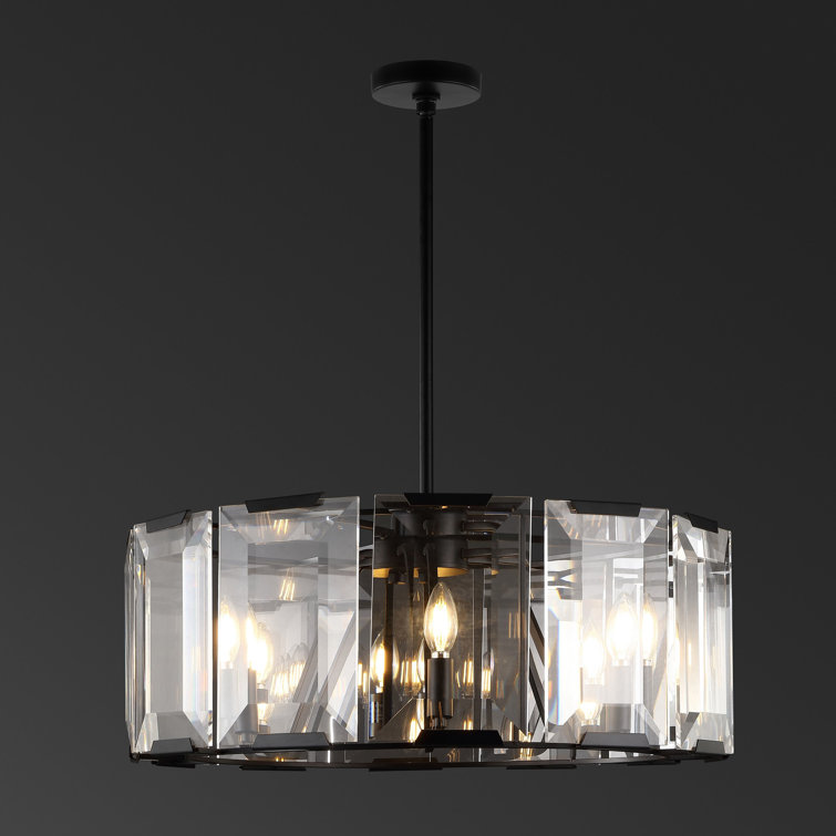 Esperanza Sleek Black Metal and Emerald-Cut Crystal Chandelier