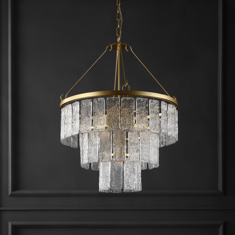 Marjory Gold 3-Tier Chandelier with Clear Textured Glass