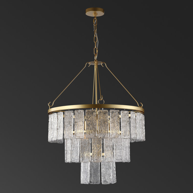 Marjory Gold 3-Tier Chandelier with Clear Textured Glass