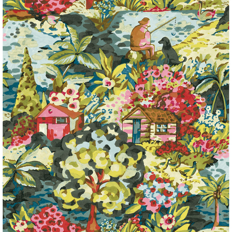 Multicolor Scenic Cabin-Core Peel & Stick Wallpaper Roll