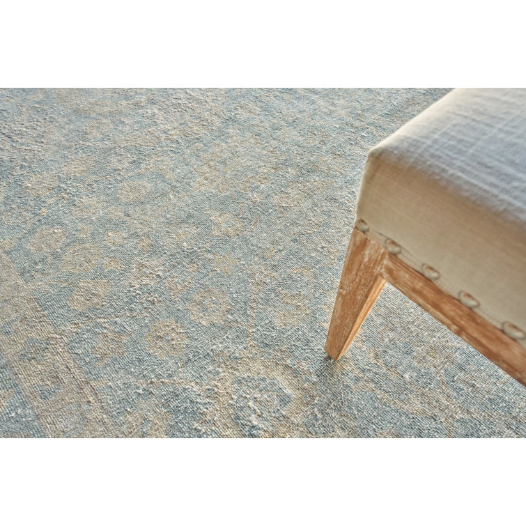 Harper Hand-Knotted Oriental Wool Rug in Blue and Beige, 8' x 10'