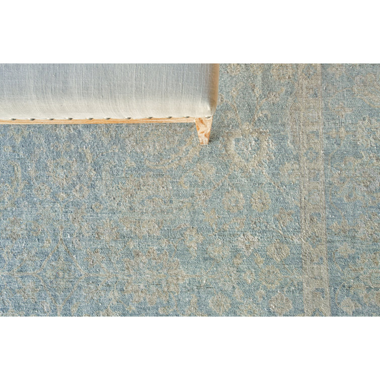 Harper Hand-Knotted Oriental Wool Rug in Blue and Beige, 8' x 10'
