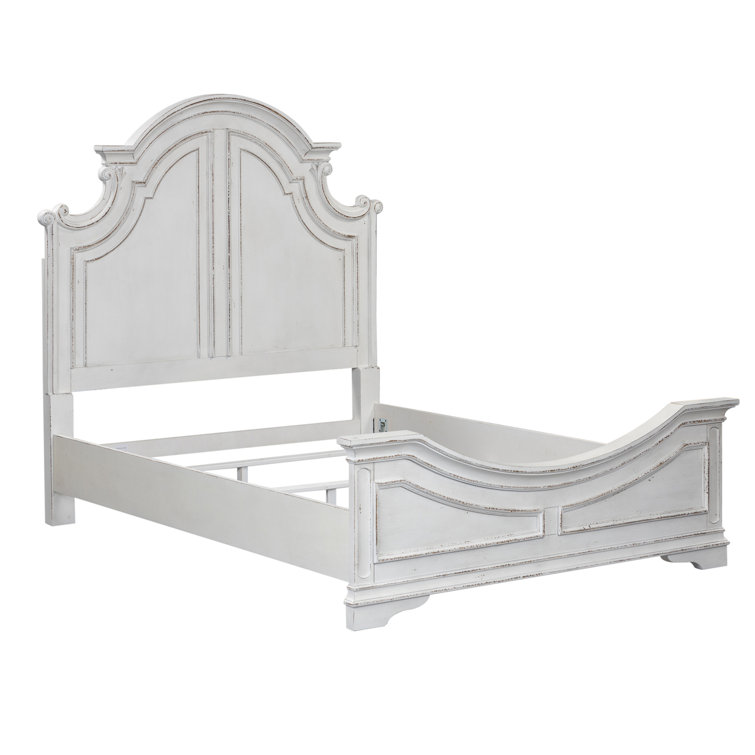 Antique White Queen Panel Bed with Arched Crown