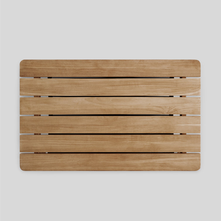 Rectangular Natural Teak Wood Coffee Table with Black Shelf