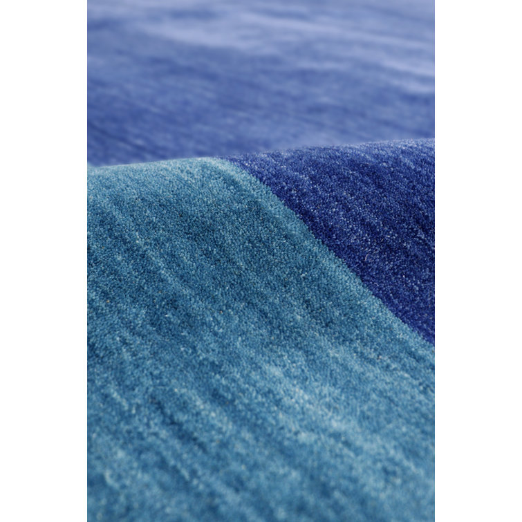 Handmade Blue Viscose 4' x 6' Rectangular Rug