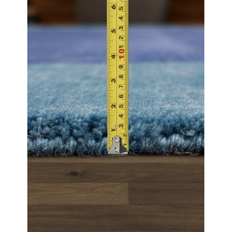 Handmade Blue Viscose 4' x 6' Rectangular Rug