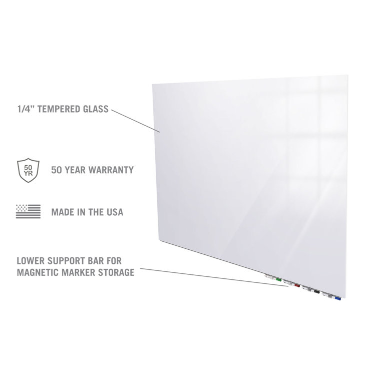 Aria 48'' x 48'' White Magnetic Glass Whiteboard