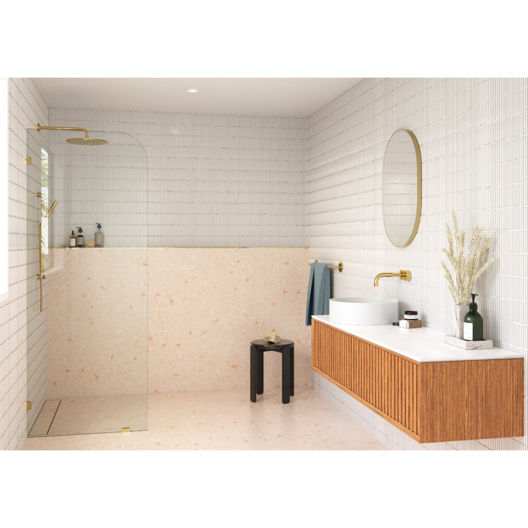 Solaris 40" x 78" Frameless Glass Shower Panel with Brass Hardware