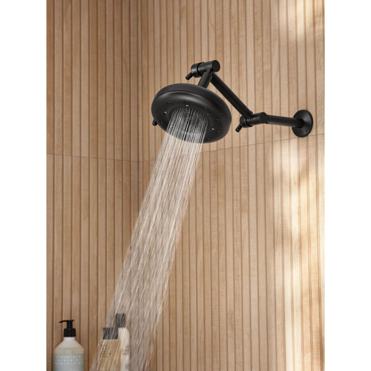 Matte Black Adjustable Wall-Mounted Shower Arm