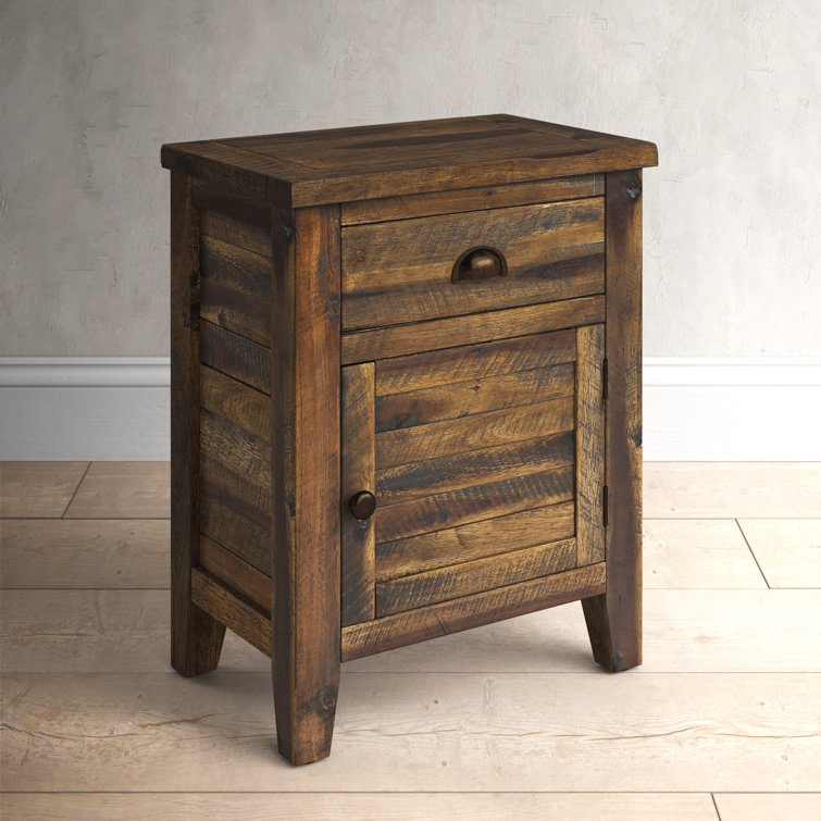 Dakota Oak Rustic Accent Table with Storage Drawer