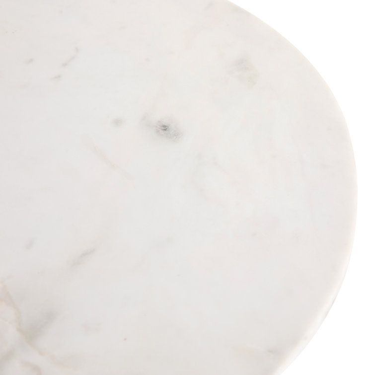 Delune Polished White Marble and Brushed Brass Nightstand