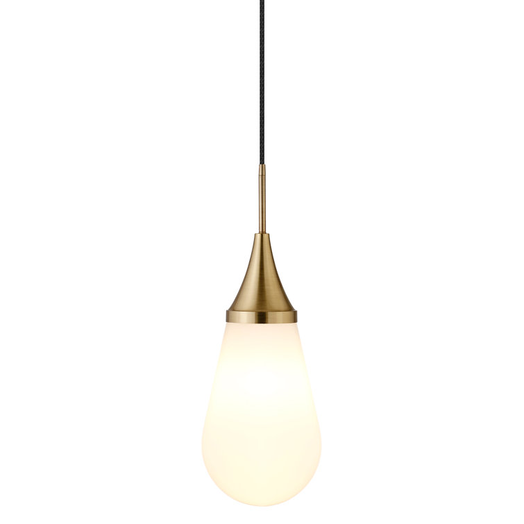 Gold and White Teardrop Glass Pendant Light