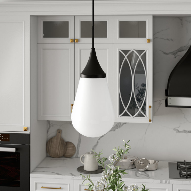 Blackened Bronze Teardrop Glass Pendant Light with Adjustable Cord