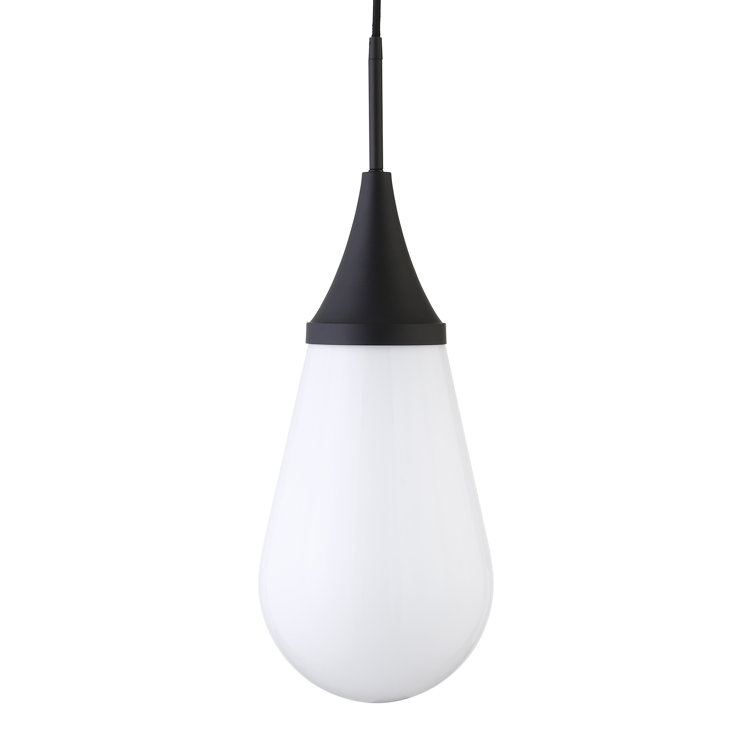 Blackened Bronze Teardrop Glass Pendant Light with Adjustable Cord