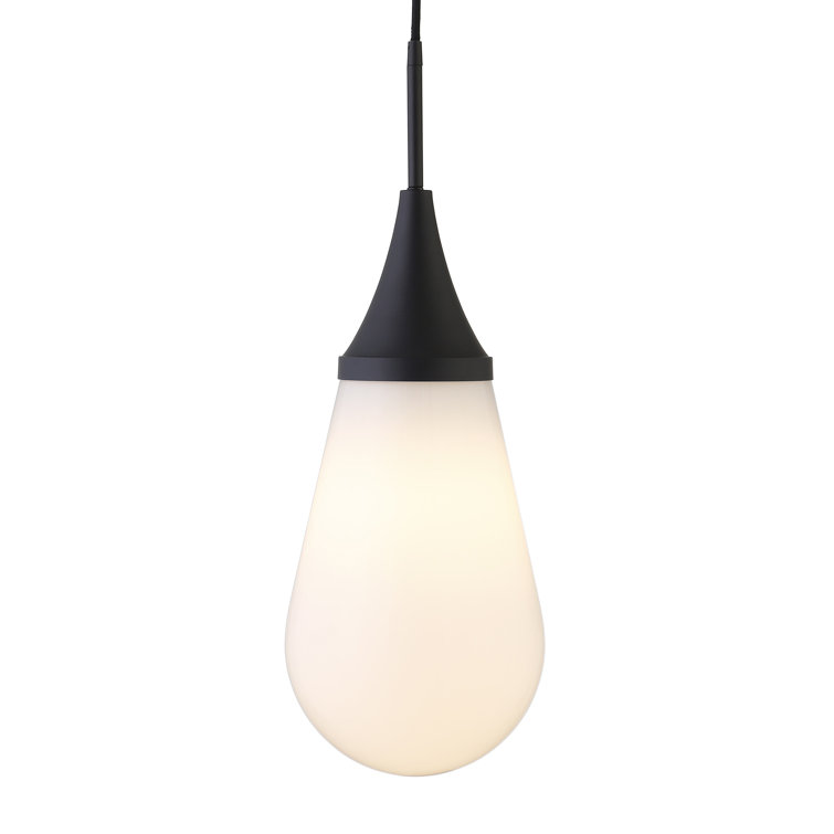 Blackened Bronze Teardrop Glass Pendant Light with Adjustable Cord