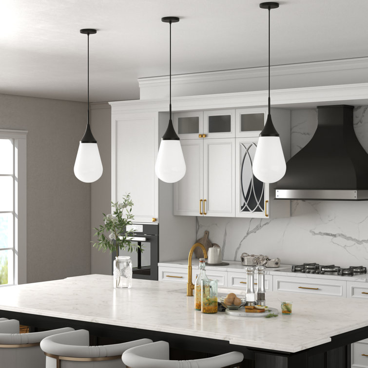 Blackened Bronze Teardrop Glass Pendant Light with Adjustable Cord