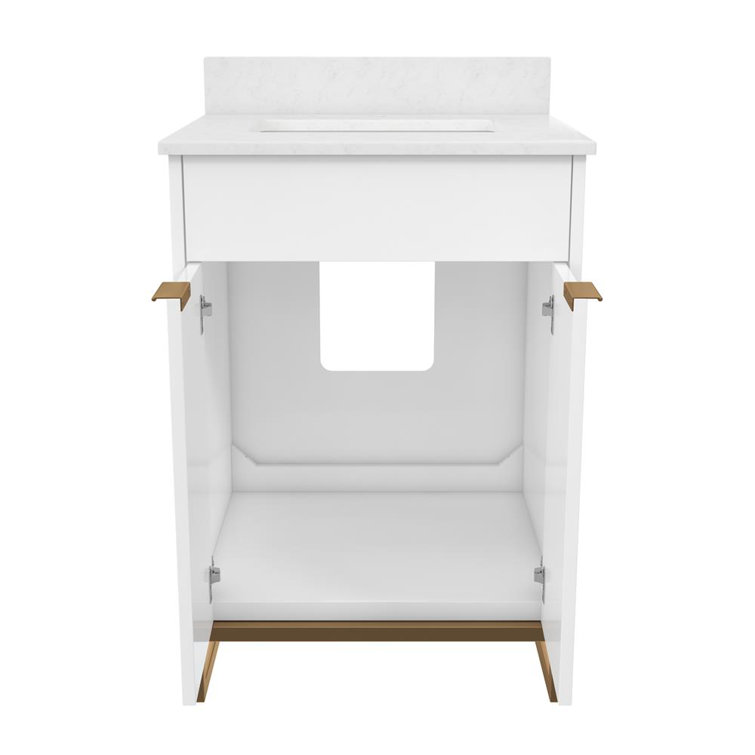Leona 24" White and Gold Freestanding Bathroom Vanity
