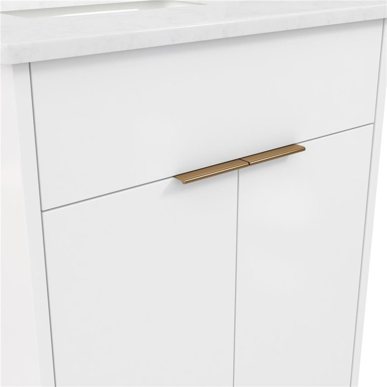Leona 24" White and Gold Freestanding Bathroom Vanity