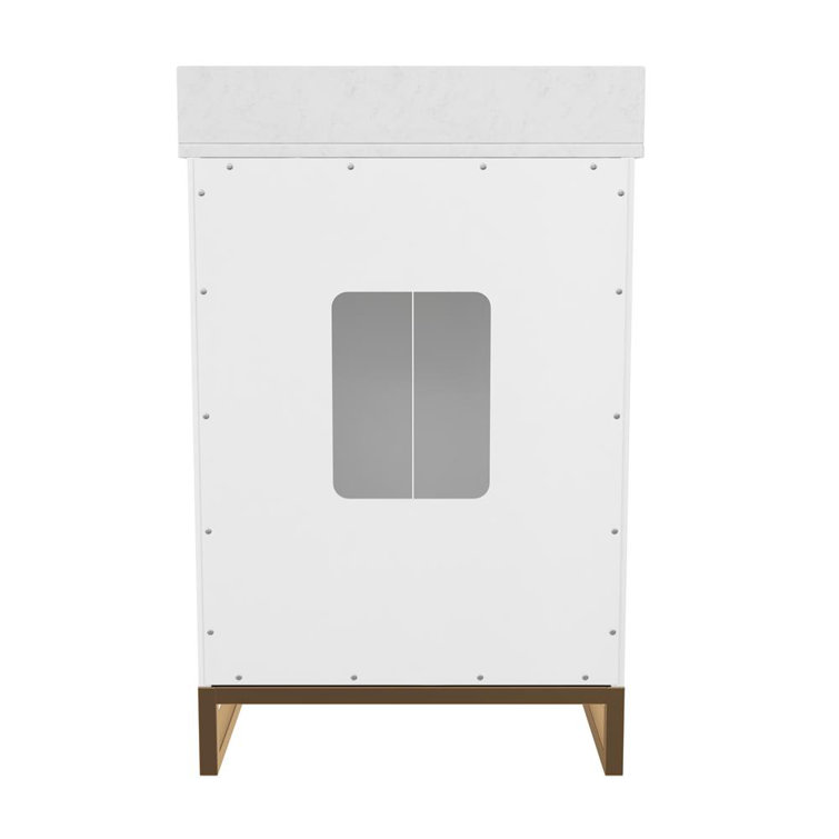 Leona 24" White and Gold Freestanding Bathroom Vanity