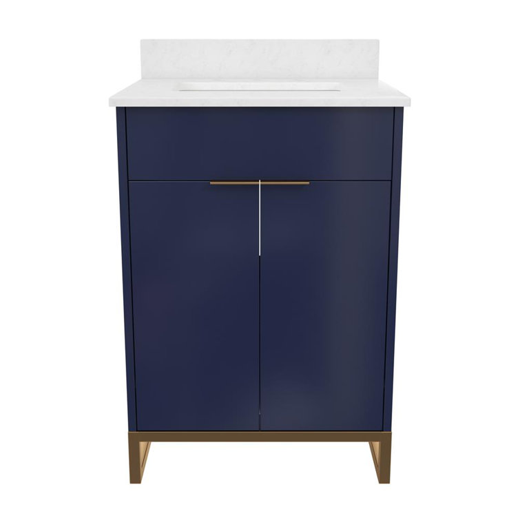 Navy Blue and Gold 24" Freestanding Bathroom Vanity