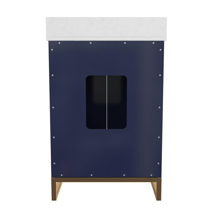 Navy Blue and Gold 24" Freestanding Bathroom Vanity