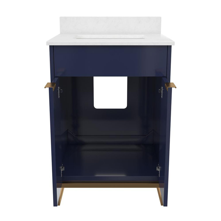 Navy Blue and Gold 24" Freestanding Bathroom Vanity