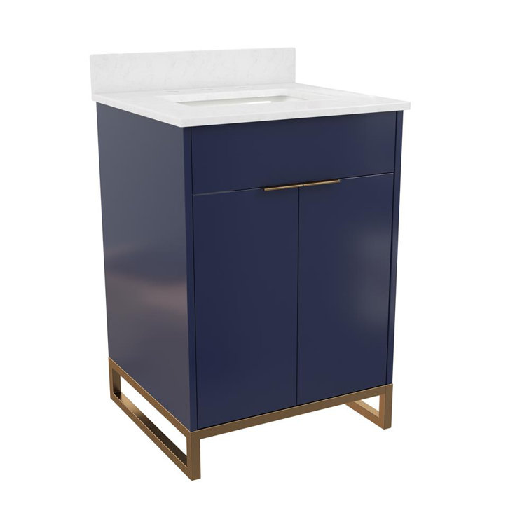 Navy Blue and Gold 24" Freestanding Bathroom Vanity