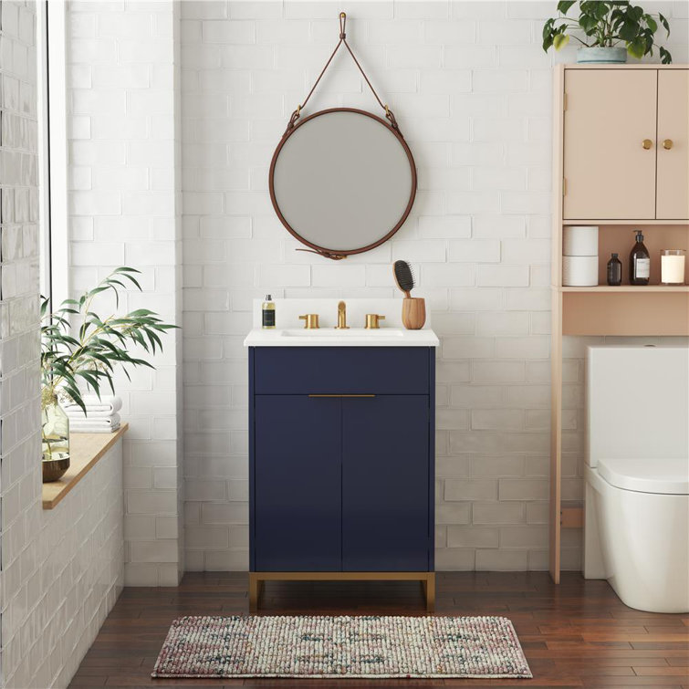 Navy Blue and Gold 24" Freestanding Bathroom Vanity