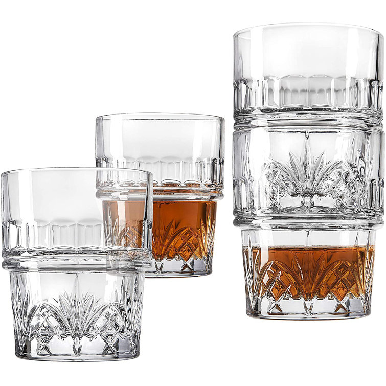 Dublin Clear Crystal Stackable 10oz Whiskey Glass Set