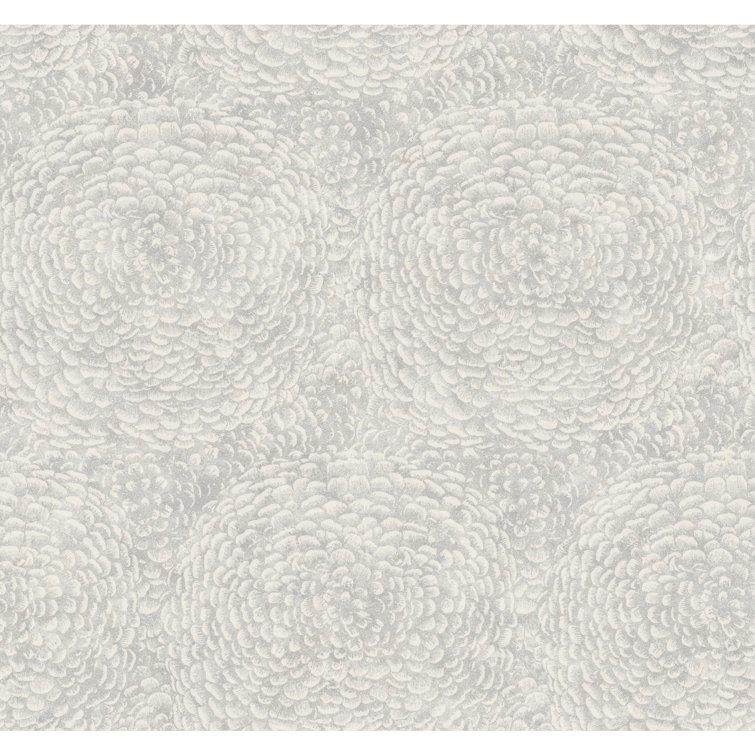 Gray Floral Pattern Nonwoven Removable Wallpaper