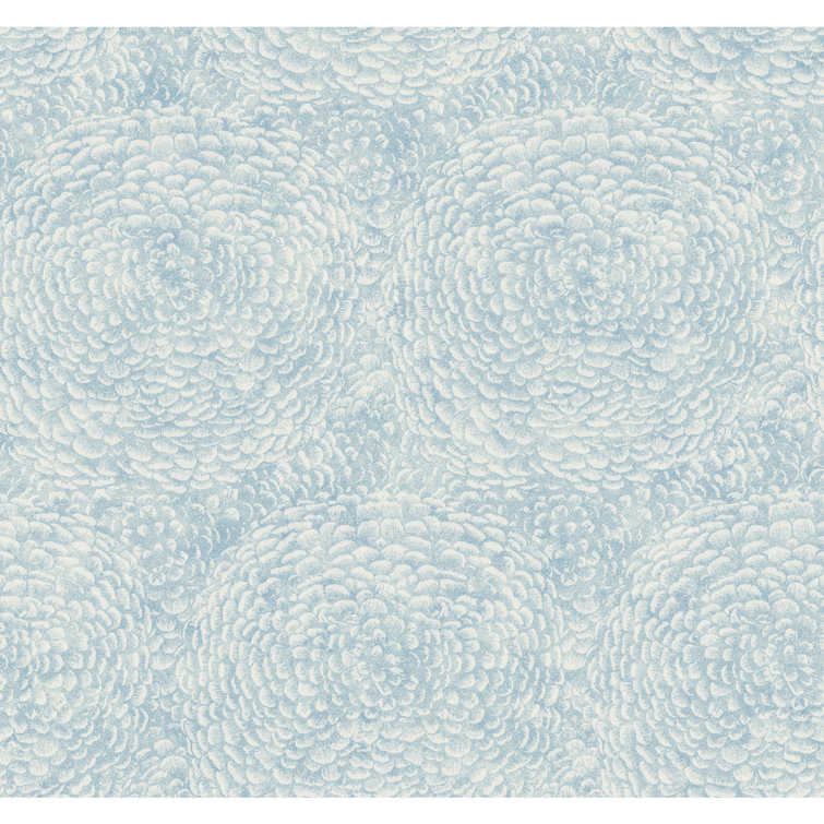Blue Floral Nonwoven Wallpaper with Soft Petals Design