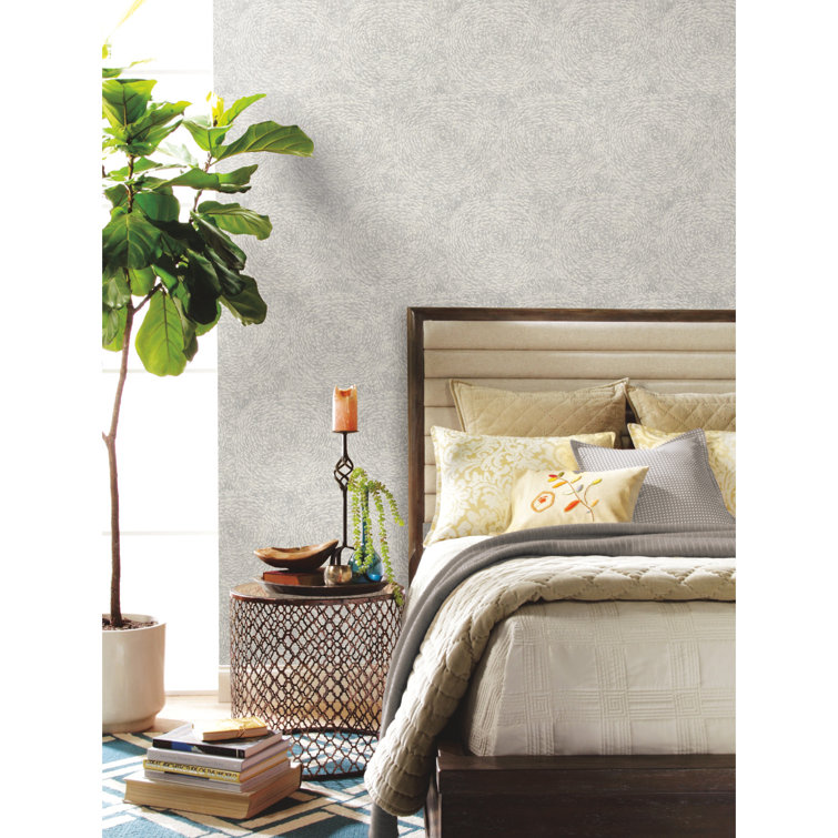 Gray Floral Pattern Nonwoven Removable Wallpaper